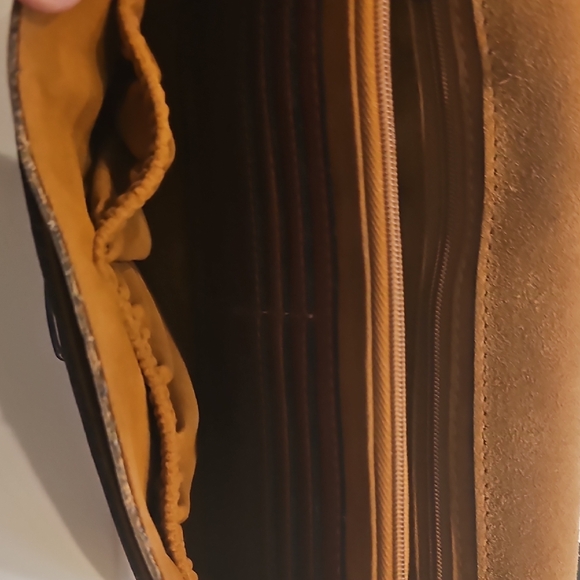 Patricia Nash Brown Multi-Color Travel Stamp Shoulder Bag 9"x7" - Picture 8 of 12